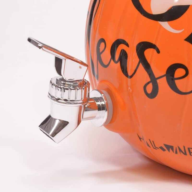 Mark Feldstein & Associates More Boos Please Pumpkin Orange 11 x 11 Glossy Ceramic Halloween Drink Dispenser - Image 5